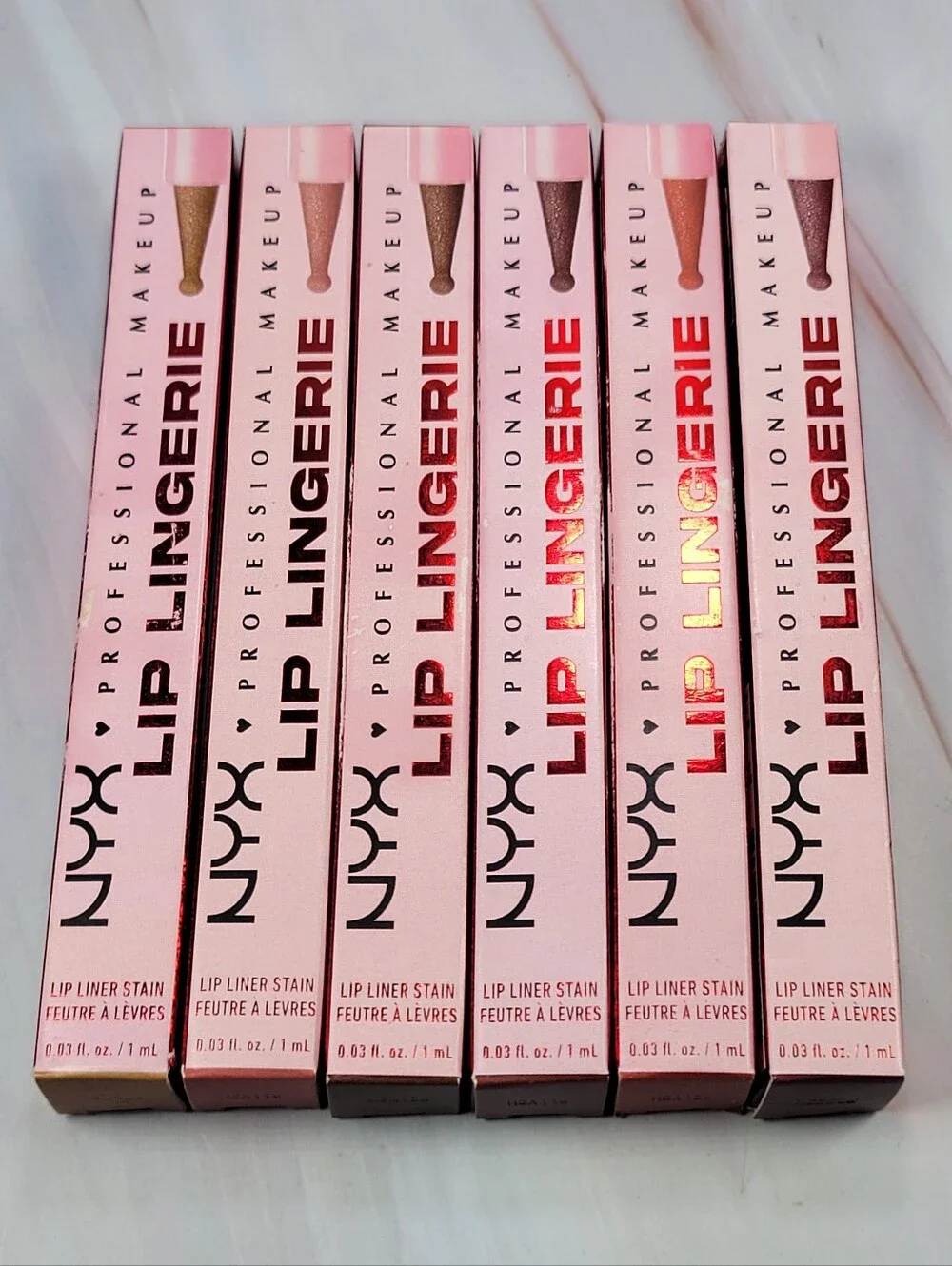 6 Piece NYX Lip Lingerie Lip Liner Stain Bundle BNIB